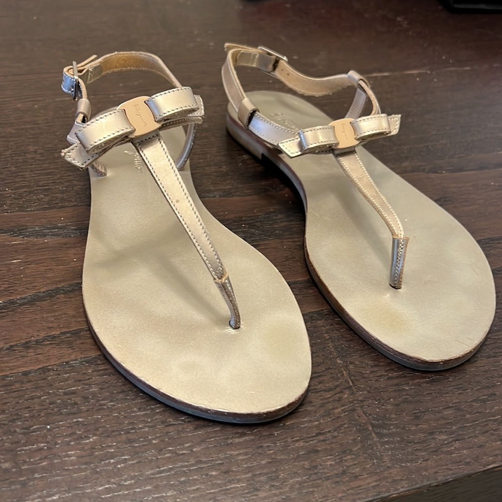 Ferragamo women’s gold leather sandals